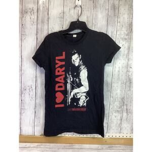 CUTE I Love Daryl Walking Dead Graphic T-shirt Black Women 2XL Short Sleeve